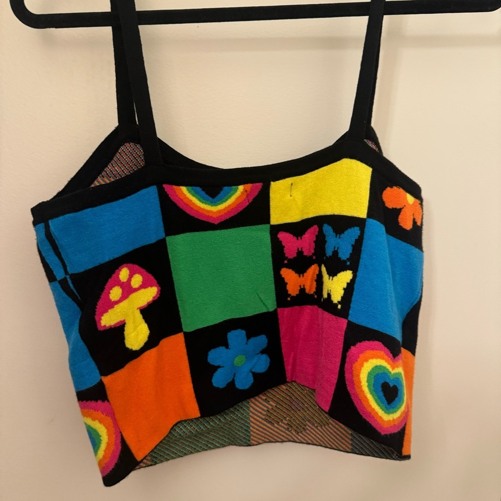 Matching Sweater Tank and Sweater Skirt Set - Social Collision Colorblock Size L - Picture 3 of 6